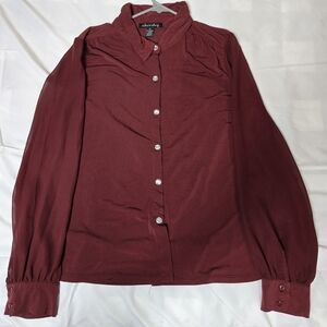 Burgundy Button-Up Blouse